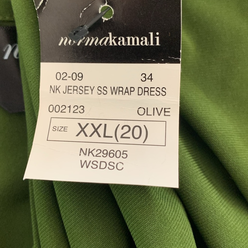Norma Kamali Jersey Short Sleeve Wrap Dress Olive Green Size XXL NWT - Picture 11 of 13